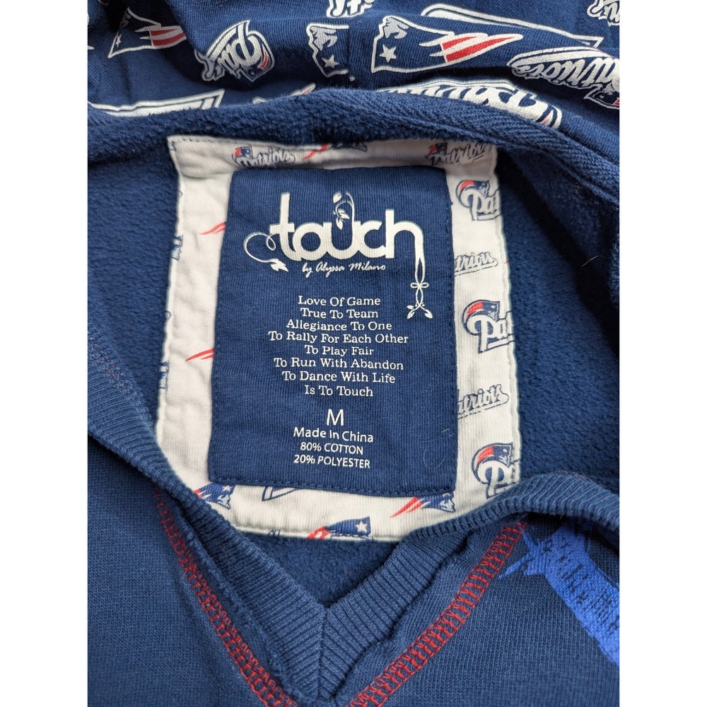 Touch by Alyssa Milano‎ New England Patriots Navy Blue Love Football Hoodie Med - Picture 2 of 12